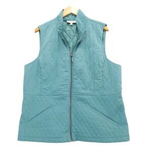 Talbots Quilted Puffer Vest Full Zip Stand Collar Women's XL